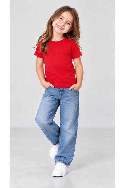 babito store Unisex Girls Boys Plain Badi Short Sleeve Crew Neck Red T-Shirt 2-10 Years