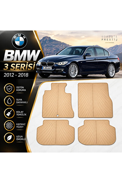 ELİT STORE Bmw 3 Serisi F30 2012-2018 UYUMLU Bej - Siyah Kauçuk Paspas