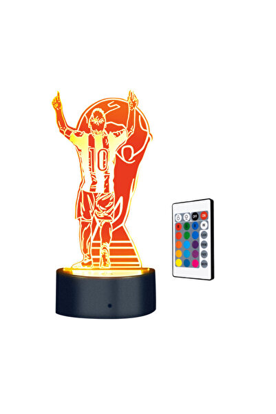 KESNUP Lampă de noapte LED 3D cu hologramă Leo Messi pentru copii, Negru