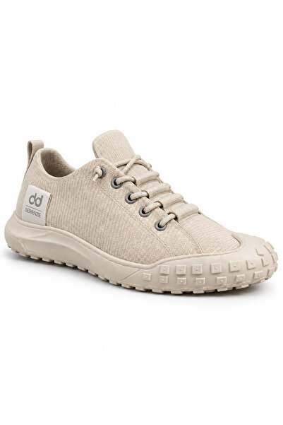 BESKAR BA0248 Krem Erkek Sneaker - Nefes Alabilir Keten Saya Esnek Bağcıklı U...