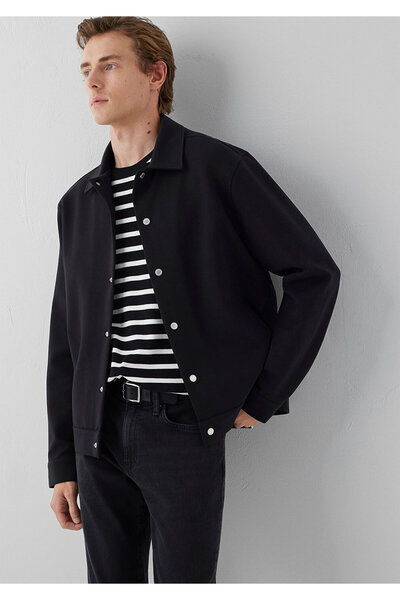 Mavi Düğmeli Siyah Sweatshirt 0S10633-900