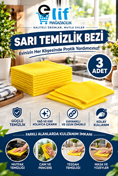 Elif mağazacılık Sun Brite 3'lü sarı bez