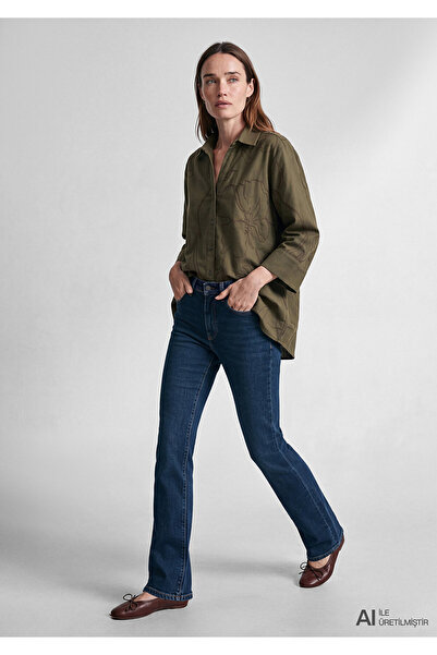 Mavi Garnili Haki Gömlek Loose Fit / Bol Rahat Kesim 1211656-87538