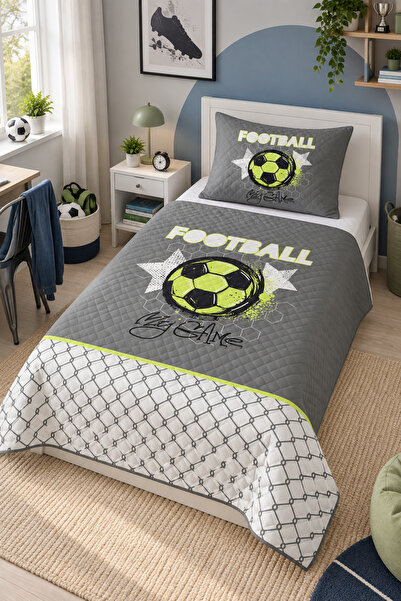 Evmila Futbol Desenli, Baskılı Tek Kişilik ve Çocuk Pike Takımı