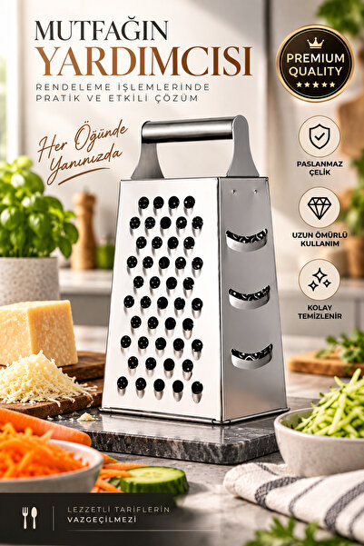 Tasarım Evi 4 Sides Large Size Stainless Steel Grater Metal Handle Grater
