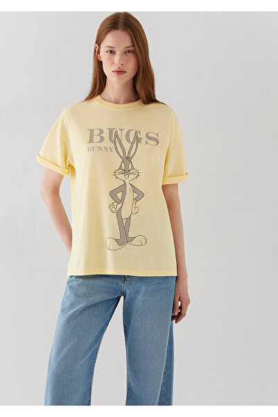 Mavi Bugs Bunny Baskılı Sarı Tişört Loose Fit / Bol Rahat Kesim 1614349-84571