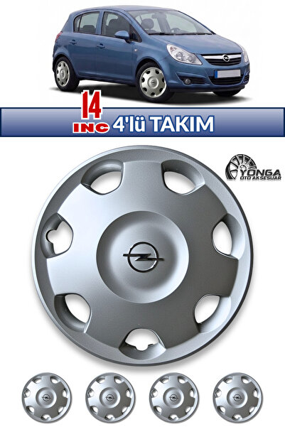 YONGA OTO AKSESUAR OPEL CORSA 14 İnç Jant Kapağı 4'lü Set Gümüş + 4 Amblem + ...