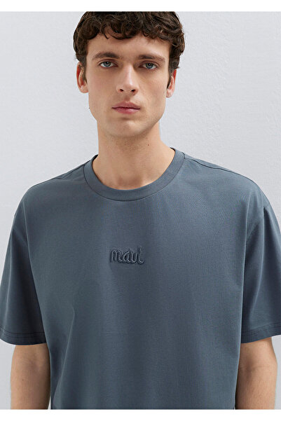 Mavi Embroidered Navy Blue T-Shirt Loose Fit / Comfortable Loose Cut 0610100-...