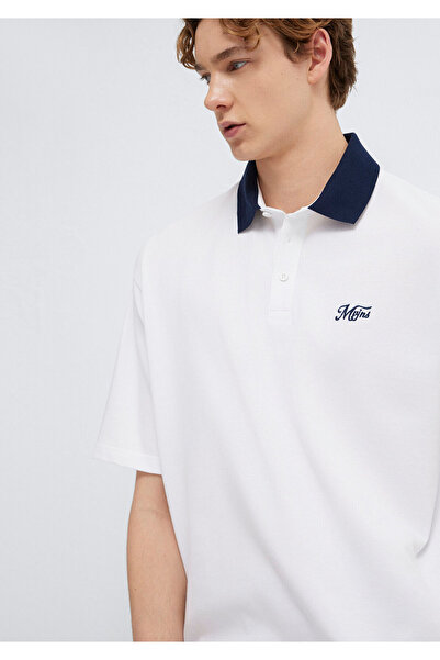 Mavi Collar Detailed White Polo T-Shirt Relaxed Fit / Comfortable Cut 0613330...