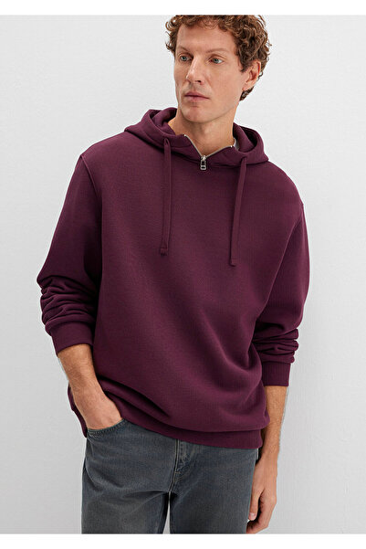 Mavi Zipper Detailed Hooded Burgundy Sweatshirt 0S10473-70434