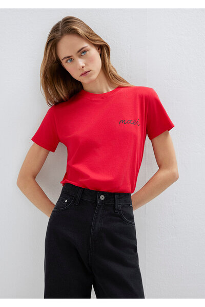 Mavi Tricou roșu cu logo imprimat, croială semi-slim 1612962-82054