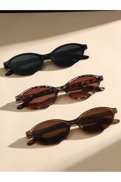 Choice1 3PCS-C2 3Pcs Retro Fashion Simple Oval Small Frame Sunglasses Set Mul...