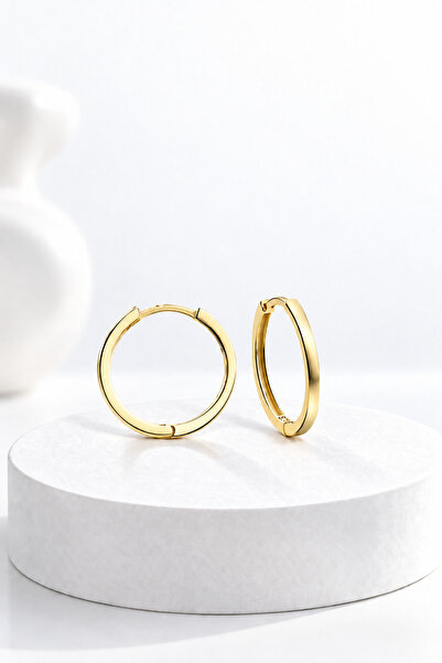 jelux silver Gümüş 925 Ayar 14 mm Halka Model Minimalist Gold Küpe