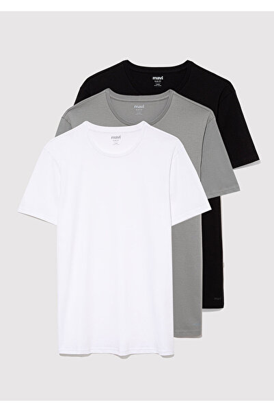 Mavi 3lü Bisiklet Yaka Erkek Basic Tişört Slim Fit / Dar Kesim 0611784-900