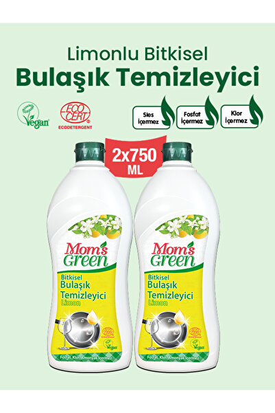 Mom's Green 2'li Set- Bitkisel Elde Yıkama Bulaşık Deterjanı Limon Kokulu (75...