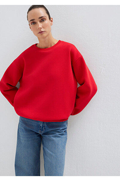 Mavi Bisiklet Yaka Kırmızı Basic Sweatshirt 1610198-80791
