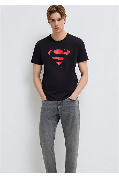 Mavi Superman Baskılı Siyah Tişört Slim Fit / Dar Kesim 066875-900