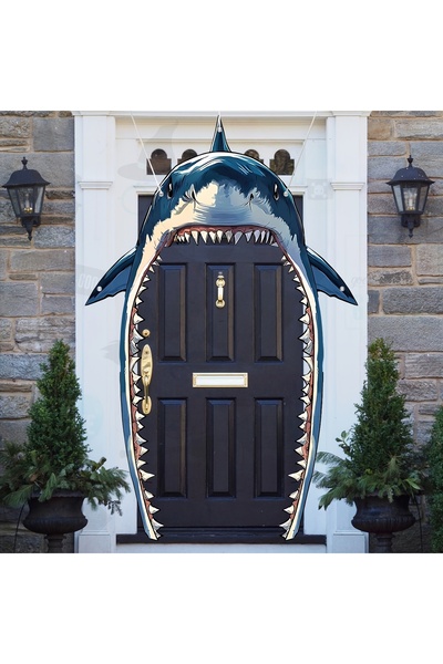 Choice blue Shark Themed Party Banner Shark Party Door Decoration Sea Animal ...