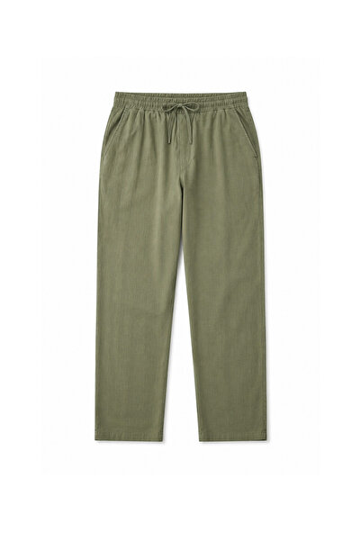 king brich Elastic Waist Regular Fit Cotton Linen Trousers