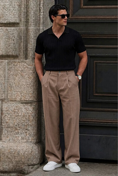 king brich Baggy Fit Cotton Linen Trousers