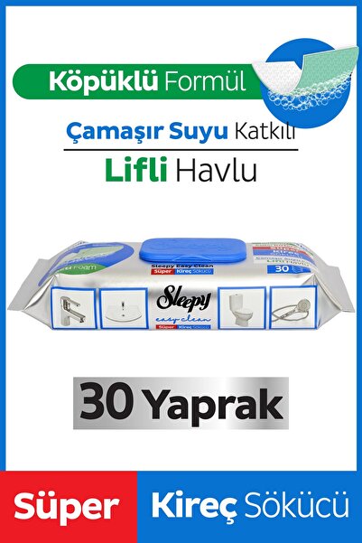 Sleepy Easy Clean Süper Kireç Sökücü Yüzey Temizlik Havlusu Mendili 30 Yaprak