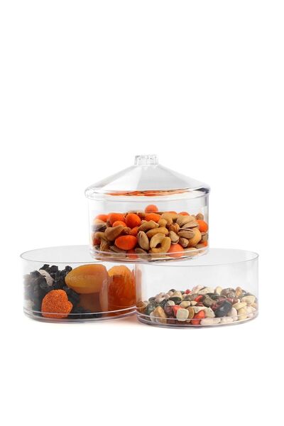Evisimo Merino Plastic 3-Piece Storage Container Round, 3-Piece Plastic Storage Container, Round Storage Container, Kitchen Storage Container, Food Storage Container, Food Storage Container