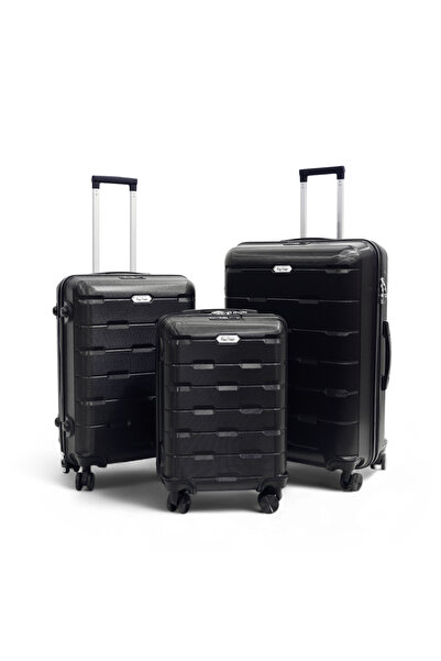 Biggdesign Moods Up 3-Piece Luggage Set, TSA Lock, ABS Hard Shell, Black