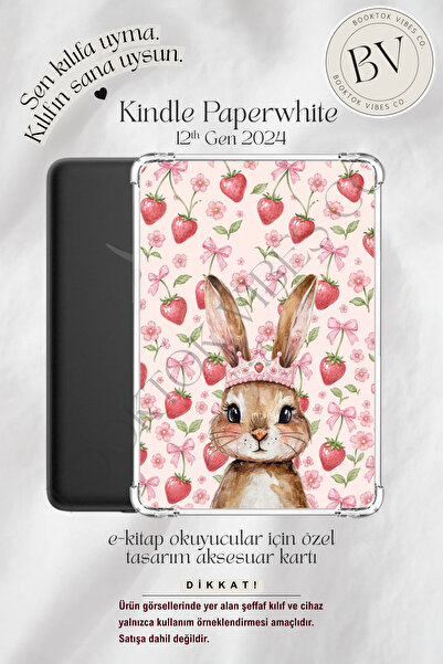 BookTok Vibes Co. Çilek Prensesi Bunny Insert - Kindle ve Kobo E-Kitap Okuyuc...