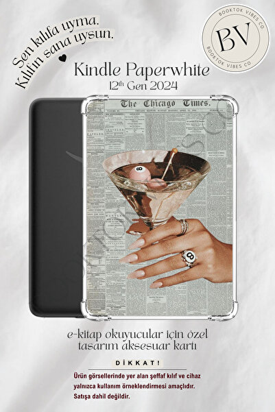 BookTok Vibes Co. Martini Poster Temalı Insert - Kindle ve Kobo E-Kitap Okuyu...