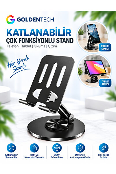 Golden Tech High Quality Metal 360 Rotatable Adjustable Phone and Tablet Hold...