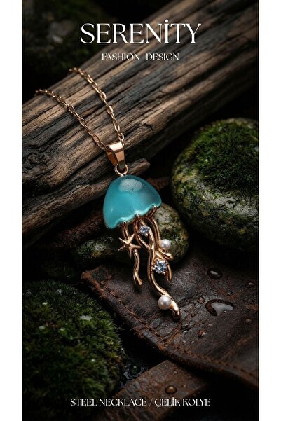 Serenity Opal Taşlı Deniz Anası Figür Çelik Kolye