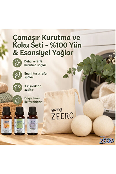 Going Zeero Kurutma Topu & 3'lü Çamaşır Kokusu Seti Yün Kurutma Makinesi Topları
