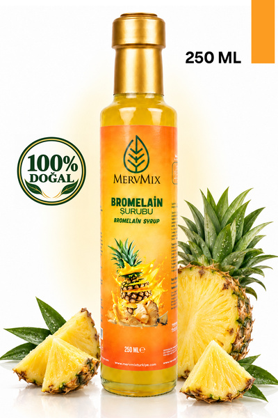 MervMix Bromelain Ananas İçeren Detox Şurubu - 250 ml – L-Karnitin, Mate ve K...