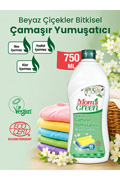 Mom's Green Bitkisel Çamaşır Yumuşatıcı Beyaz Çiçekler 750 ml (40 Yıkama)
