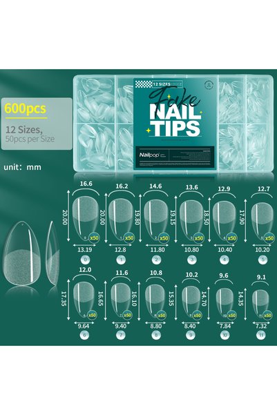 Choice4 أظافر صناعية XXS-Almond-600 من نايلبوب، 10/12 مقاسات، تغطية كاملة، لو...