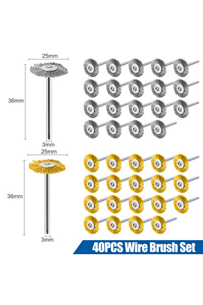Choice 40pcs XCAN 40pcs Steel Wire Wheel Brush Set Brass Brushes 3mm Shank fo...