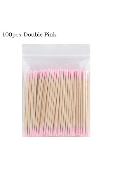 Choice1 Pink B-100 Pcs 100/300/500Pcs Disposable Wood Cotton Swab Double Head...