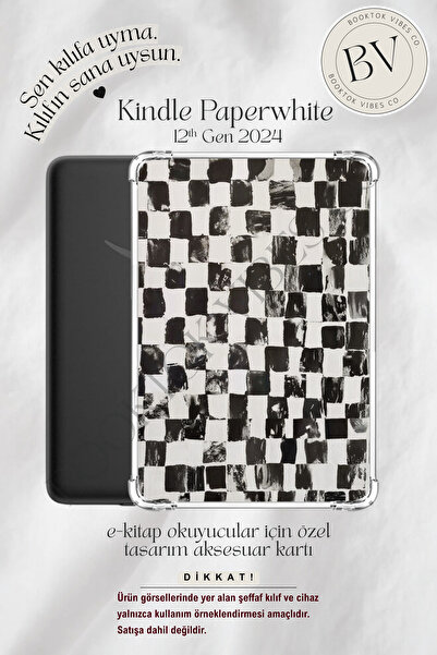 BookTok Vibes Co. Siyah Beyaz Pötikare Temalı Insert - Kindle ve Kobo E-Kitap...