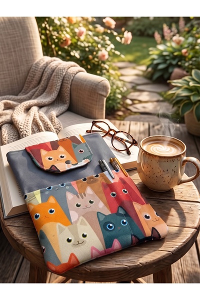 Tadsy Cat Patterned Book Cover Stylish and Book Protective Cover with Pocket ...