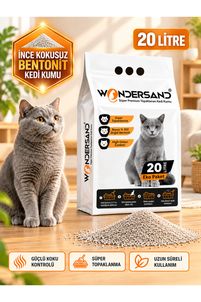 wondersand 20 Litre %100 Beyaz Bentonit Ince Tane Kokusuz Topaklanan Premium ...