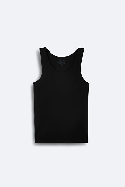 Avva Men's Black Cotton Basic Regular Fit Undershirt B009540