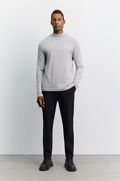 Avva Men's Gray Half Turtleneck Rayon Non-Pilling Basic Regular Fit Knitwear ...