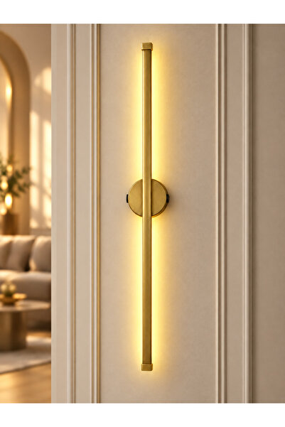 Mandaş Modern Eskitme Gold Gün Işığı 70 cm Led Duvar Aplik 1 Adet | Pilli Kablosuz Tak-Çalıştır