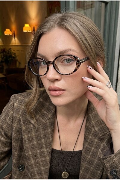 Chunky Frame Rubby Unisex Leopar Çerçeveli Blue Block Mavı Işık Korumalı Ekra...