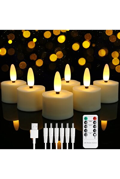 Choice 6pcs Rechargeable Flameless Candles Flickering LED Tea Light Candles B...