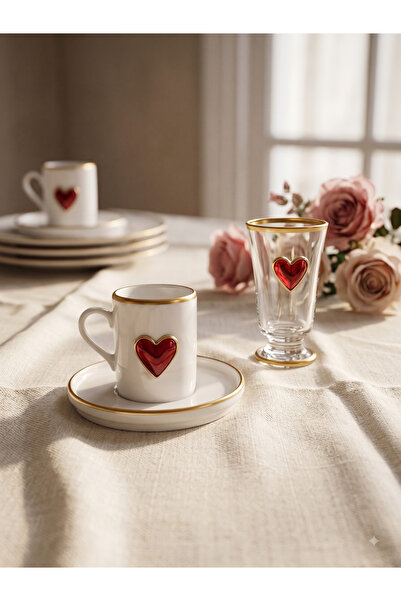 REGNA HOME Fine Living Love 2-Person Decorated Coffee Side Water Glass 6 Piec...