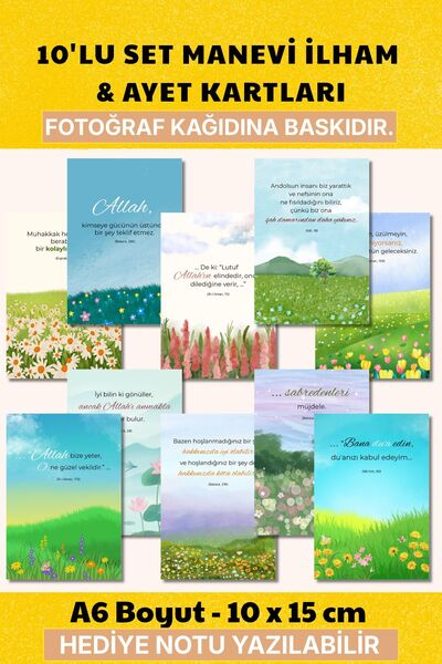 Nurs Print 10'lu Ayet-i Kerime Meal Kartları Seti - FOTOĞRAF KAĞIDINA CANLI B...