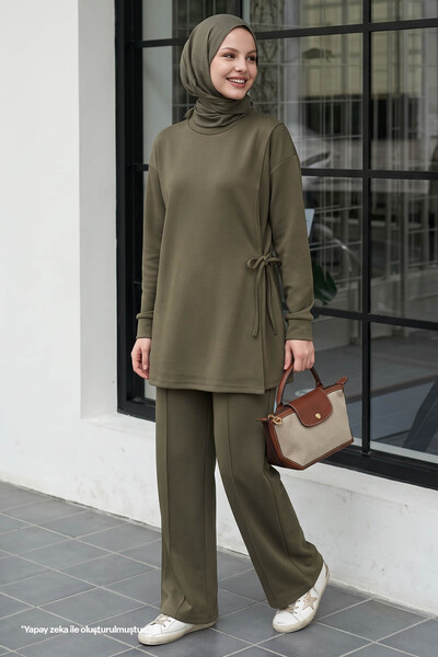 InStyle Slit Khaki Modal Suit with Tie