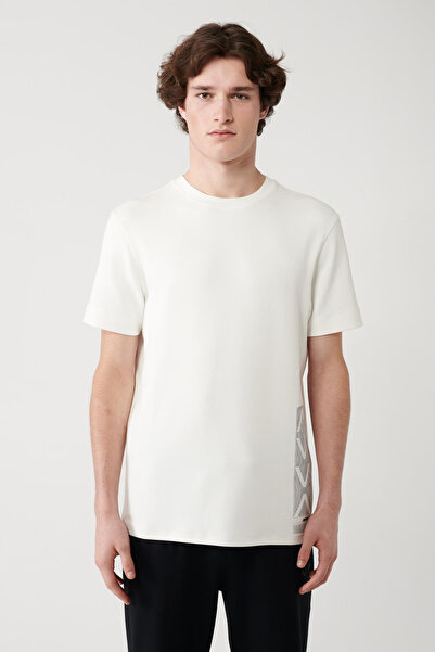 Avva Erkek Beyaz Baskılı Bisiklet Yaka Soft Touch Regular Fit T-Shirt A41Y1328