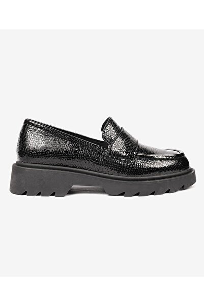 Greyder Kadın Siyah Hakiki Deri Memory Foam Taban Loafer Ayakkabı 4K2CA33890